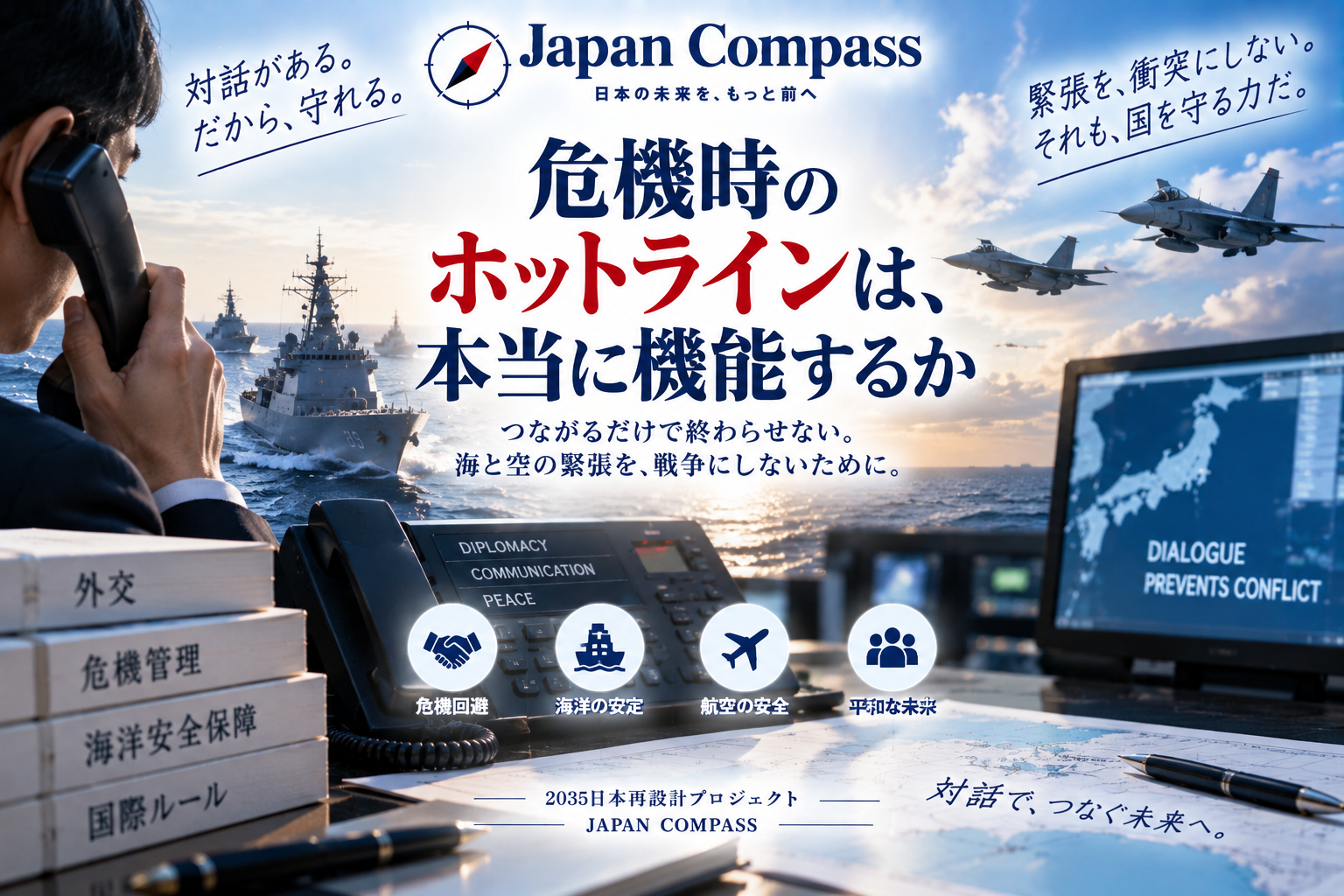 危機時のホットラインについての議論では、日本と中国の間に設置された海空連絡メカニズムの重要性が強調される。この制度は不測の衝突を避け、誤解を防ぐために設けられたが、実効性には課題が残る。特に危機発生時に運用がスムーズに行われるかどうかが焦点となる。文章では、ホットラインの使用手順や訓練、運用状況の透明性を強化する提案がなされ、外部からの見えにくさが懸念されている。