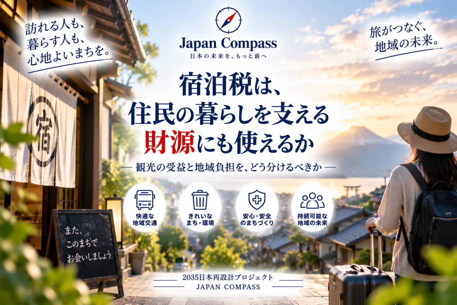 宿泊税は観光客の増加による地域の公共サービスの負担を軽減するための税であり、住民生活にも役立てることが可能とされています。観光と住民生活の調和を図り、税収の使途を透明にすることが重要です。また、宿泊税を一般財源の補填に使ってはならず、観光による追加負担に特化するべきです。